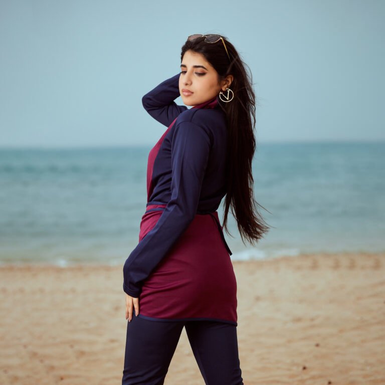 ⁦مايوه بوركيني عنابي⁩ - الصورة ⁦2⁩