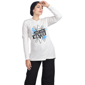 تي شيرت مطبوع ابيض