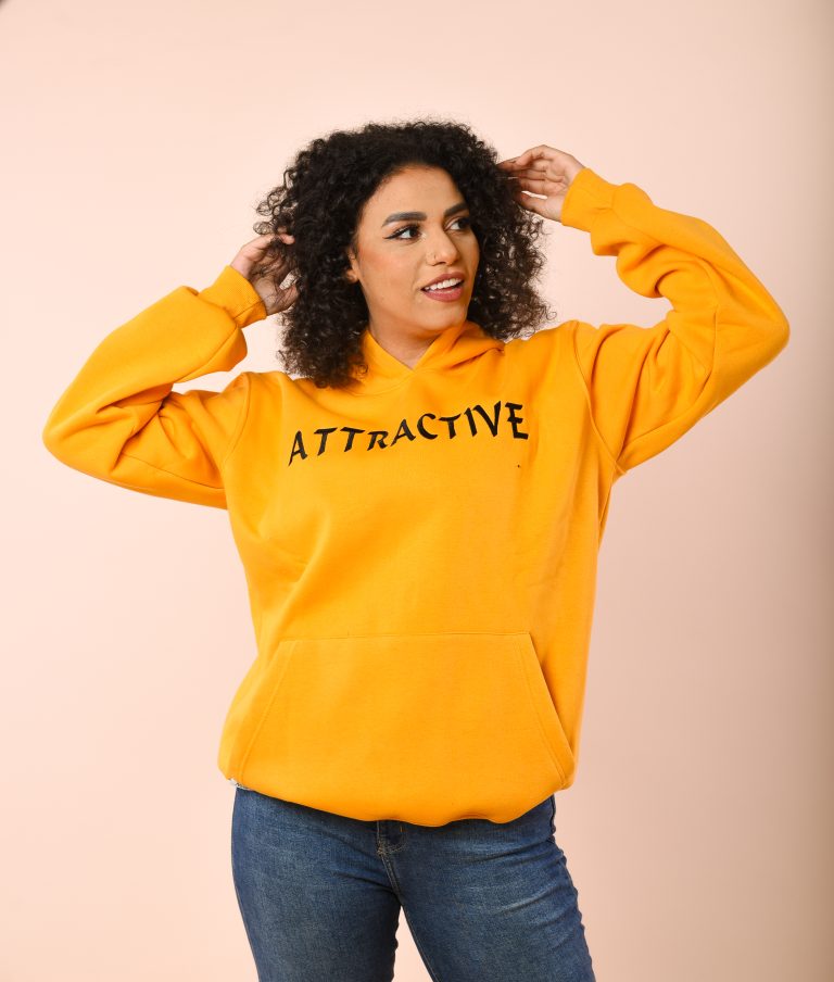 ⁦هودي سويت شيرت اوفر سايز اصفر (Attractive)⁩ - الصورة ⁦3⁩