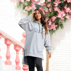 هودي اوفرسايز بكابيتشو و جيوب رمادي