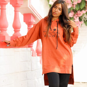 هودي اوفرسايز بكابيتشو و جيوب برتقالي