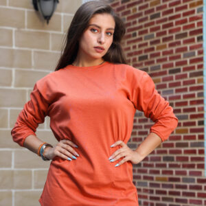 تشيرت طويل اوفرسايز اورانج