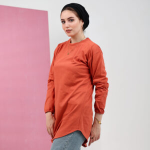 تشيرت طويل اوفر سايز اورانج